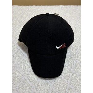 New Vintage Nike 100% Wool Black Baseball Hat Foldable Ear Warmer Flaps Winter